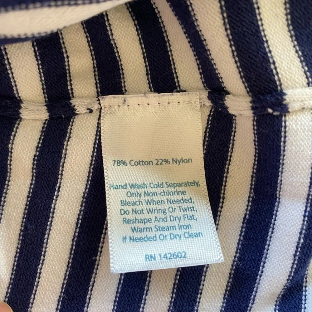 Sail To Sable Dress Stripe Bell Sleeve Knit Preppy Summer Navy White Size Medium
